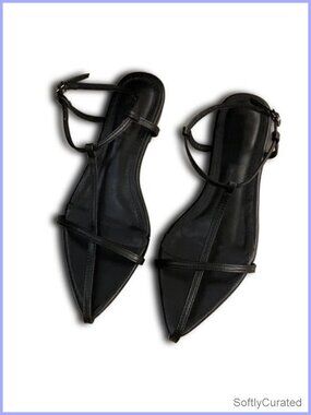 Women's Vegan Faux Leather Strappy Flat Sandals Pointed Toe Slingback Mules